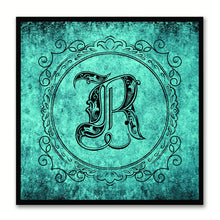 Load image into Gallery viewer, Alphabet R Aqua Canvas Print Black Frame Kids Bedroom Wall Décor Home Art
