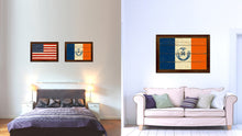 Load image into Gallery viewer, New York City New York State Vintage Flag Canvas Print Brown Picture Frame
