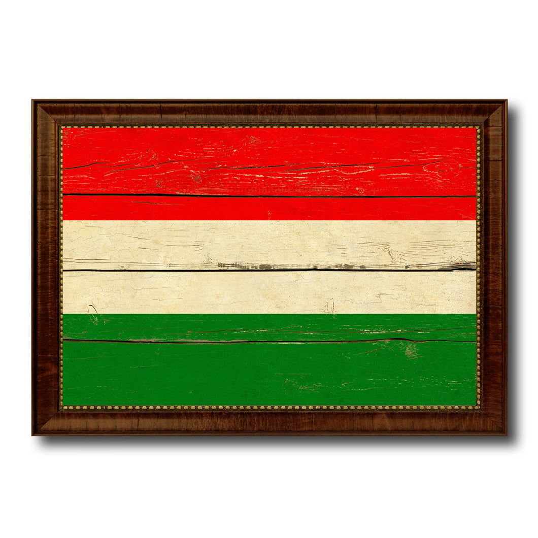 Hungary Country Flag Vintage Canvas Print with Brown Picture Frame Home Decor Gifts Wall Art Decoration Artwork