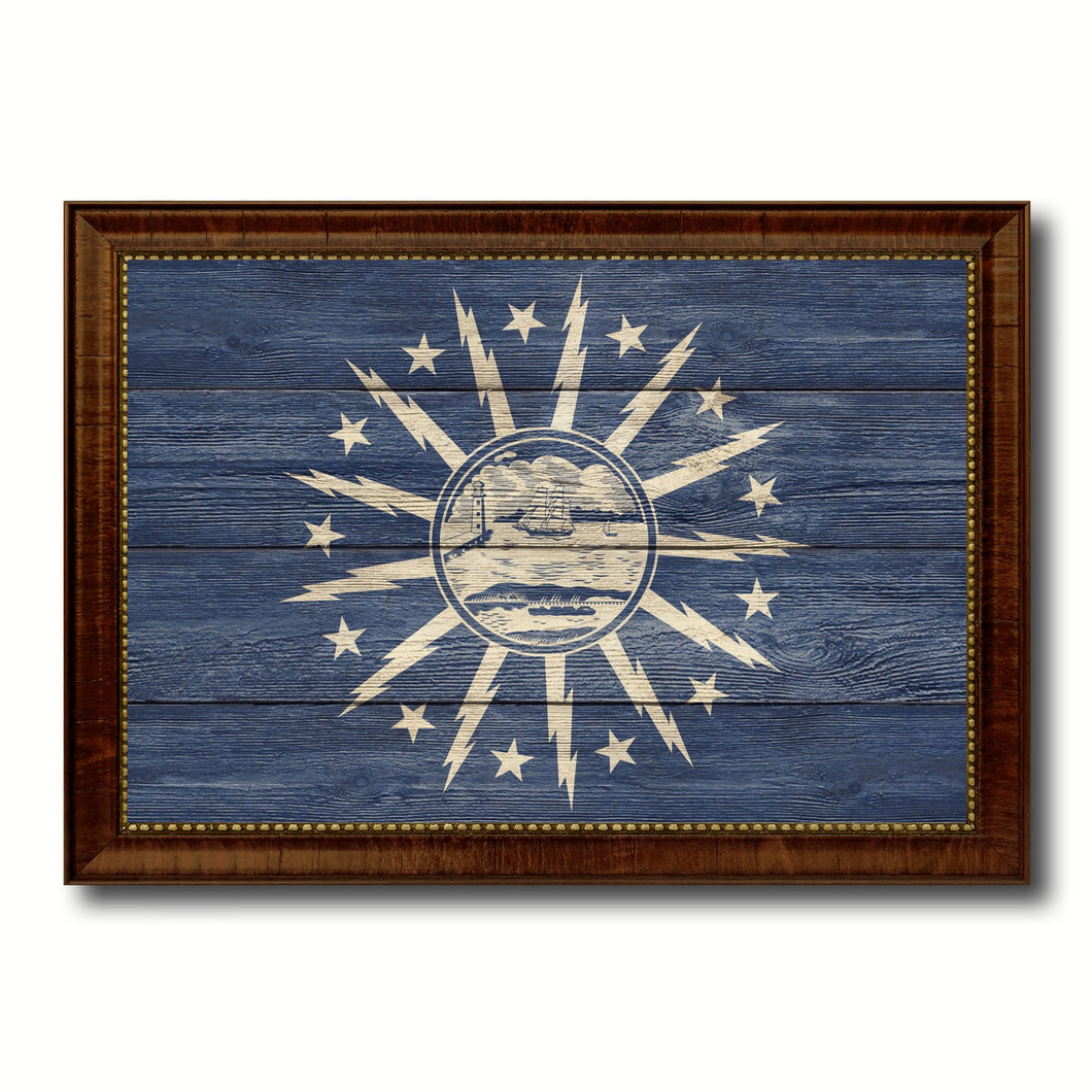 Buffalo City New York State Texture Flag Canvas Print Brown Picture Frame