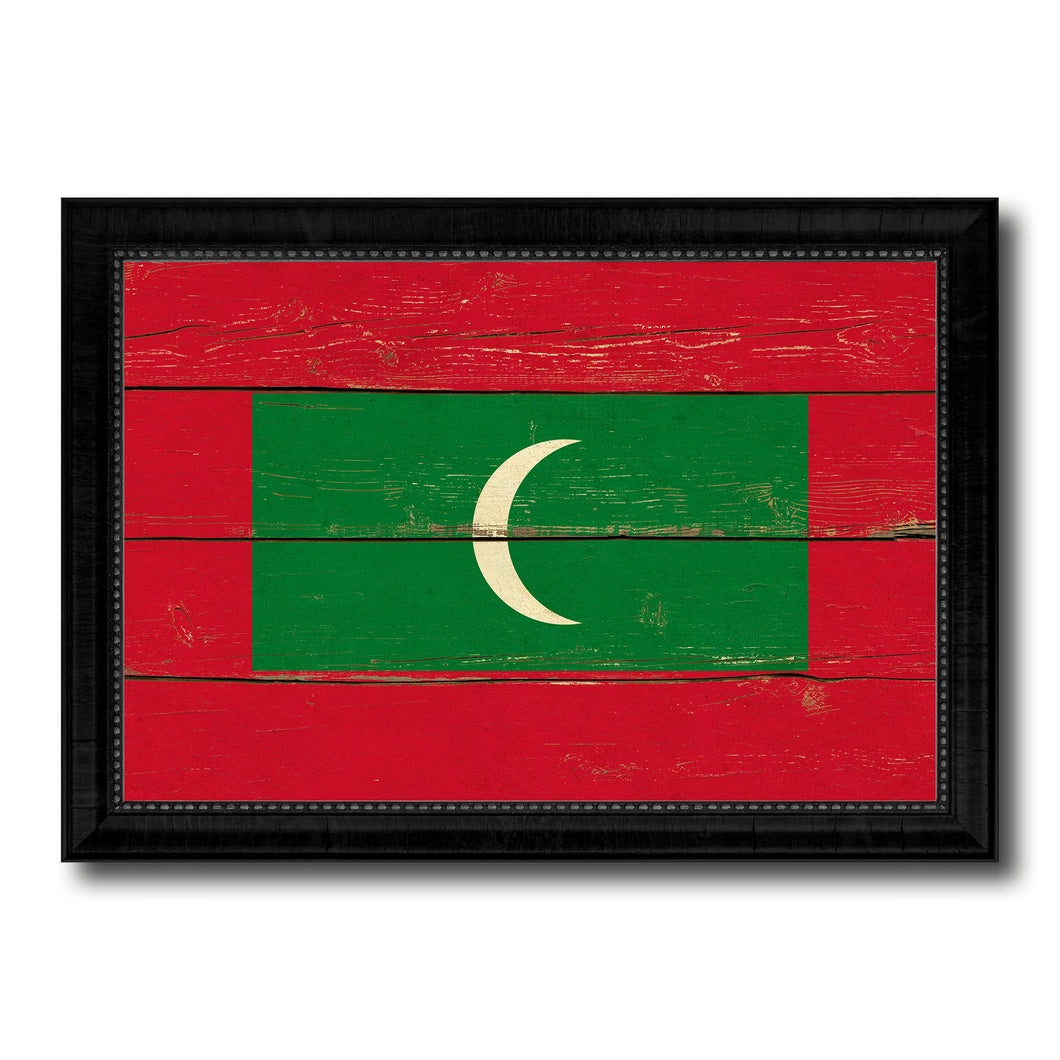 Maldives Country Flag Vintage Canvas Print with Black Picture Frame Home Decor Gifts Wall Art Decoration Artwork