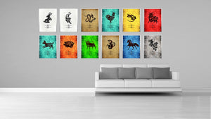 Zodiac Dragon Horoscope Canvas Print, Black Picture Frame Home Decor Wall Art Gift