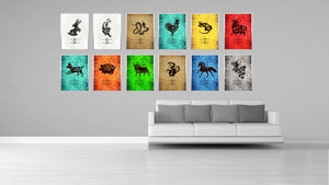 Zodiac Dog Horoscope Canvas Print, Black Picture Frame Home Decor Wall Art Gift