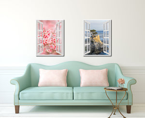 Cherry Blossom Beautiful Flower Picture French Window Canvas Print with Frame Gifts Home Decor Wall Art Collection
