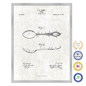 1902 Spoon Old Patent Art Print on Canvas Custom Framed Vintage Home Decor Wall Decoration Great for Gifts