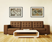 Load image into Gallery viewer, World Hemispheres Vintage Antique Map Wall Art Home Decor Gift Ideas Canvas Print Custom Picture Frame
