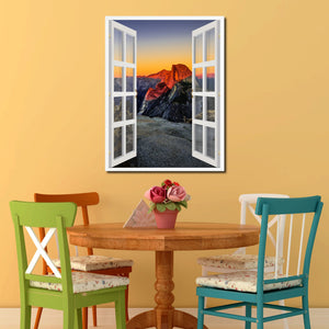 Half Dome At Sunset Yosemite Picture French Window Canvas Print with Frame Gifts Home Decor Wall Art Collection