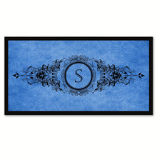 Load image into Gallery viewer, Alphabet Letter S Blue Canvas Print, Black Custom Frame
