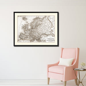 Europe Vintage Sepia Map Canvas Print, Picture Frame Gifts Home Decor Wall Art Decoration