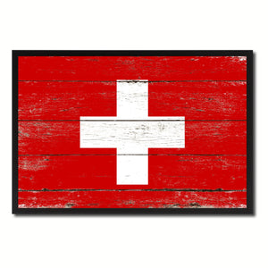 Switzerland Country National Flag Vintage Canvas Print with Picture Frame Home Decor Wall Art Collection Gift Ideas