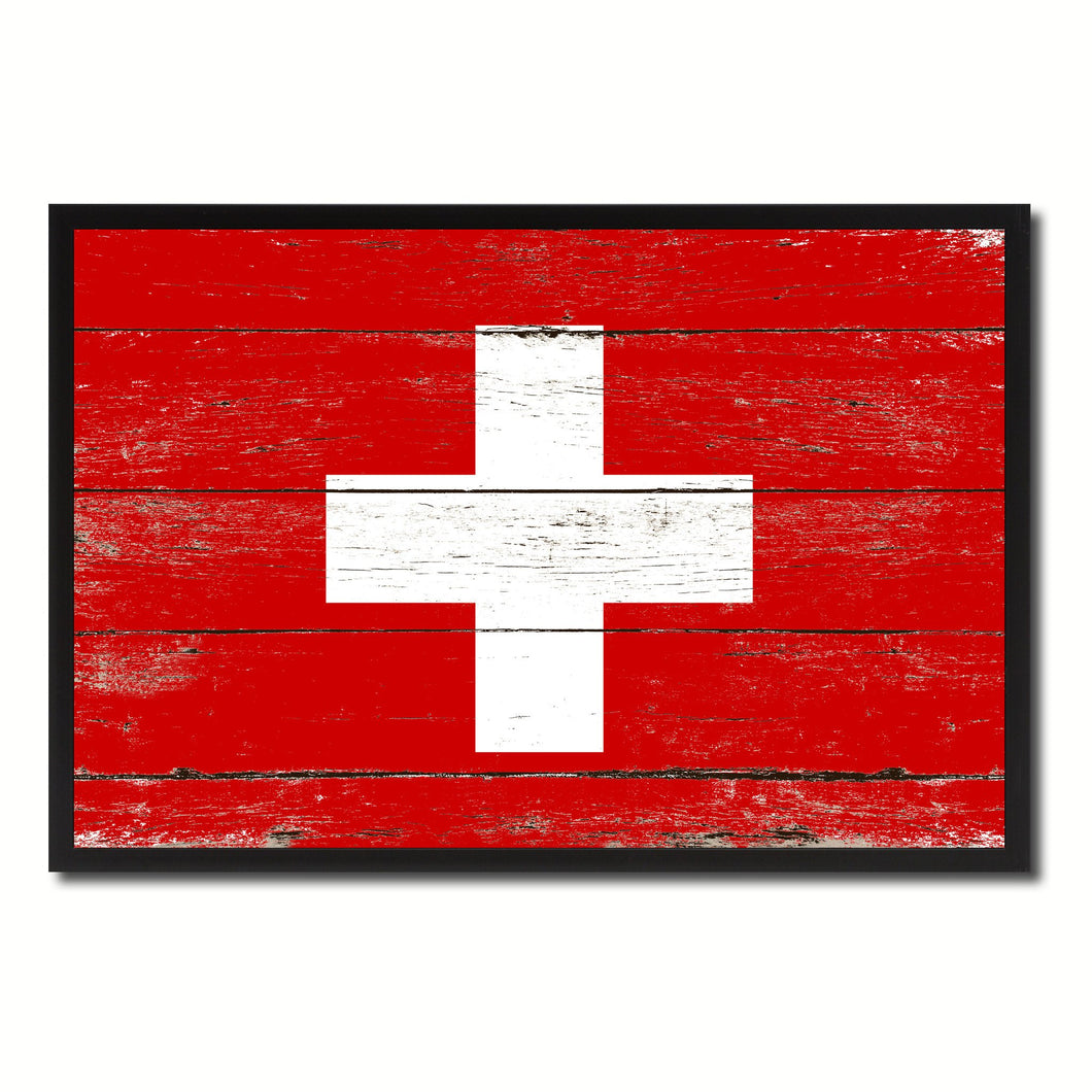 Switzerland Country National Flag Vintage Canvas Print with Picture Frame Home Decor Wall Art Collection Gift Ideas