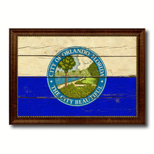 Load image into Gallery viewer, Orlando City Florida State Vintage Flag Canvas Print Brown Picture Frame
