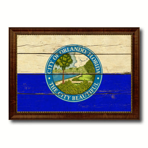 Orlando City Florida State Vintage Flag Canvas Print Brown Picture Frame