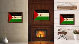 Sahrawi Arab Democratic Republic Country Flag Vintage Canvas Print with Brown Picture Frame Home Decor Gifts Wall Art Decoration Artwork