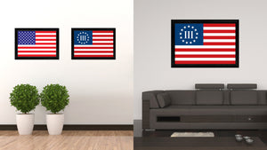 3 Percent Betsy Ross Nyberg Battle III Revolutionary War Military Flag Canvas Print Black Picture Frame Gifts Home Decor Wall Art