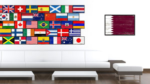 Qatar Country National Flag Vintage Canvas Print with Picture Frame Home Decor Wall Art Collection Gift Ideas