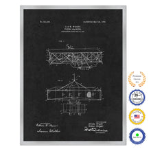 Load image into Gallery viewer, 1906 Flying Machine Antique Patent Artwork Silver Framed Canvas Home Office Decor Great for Pilot Gift
