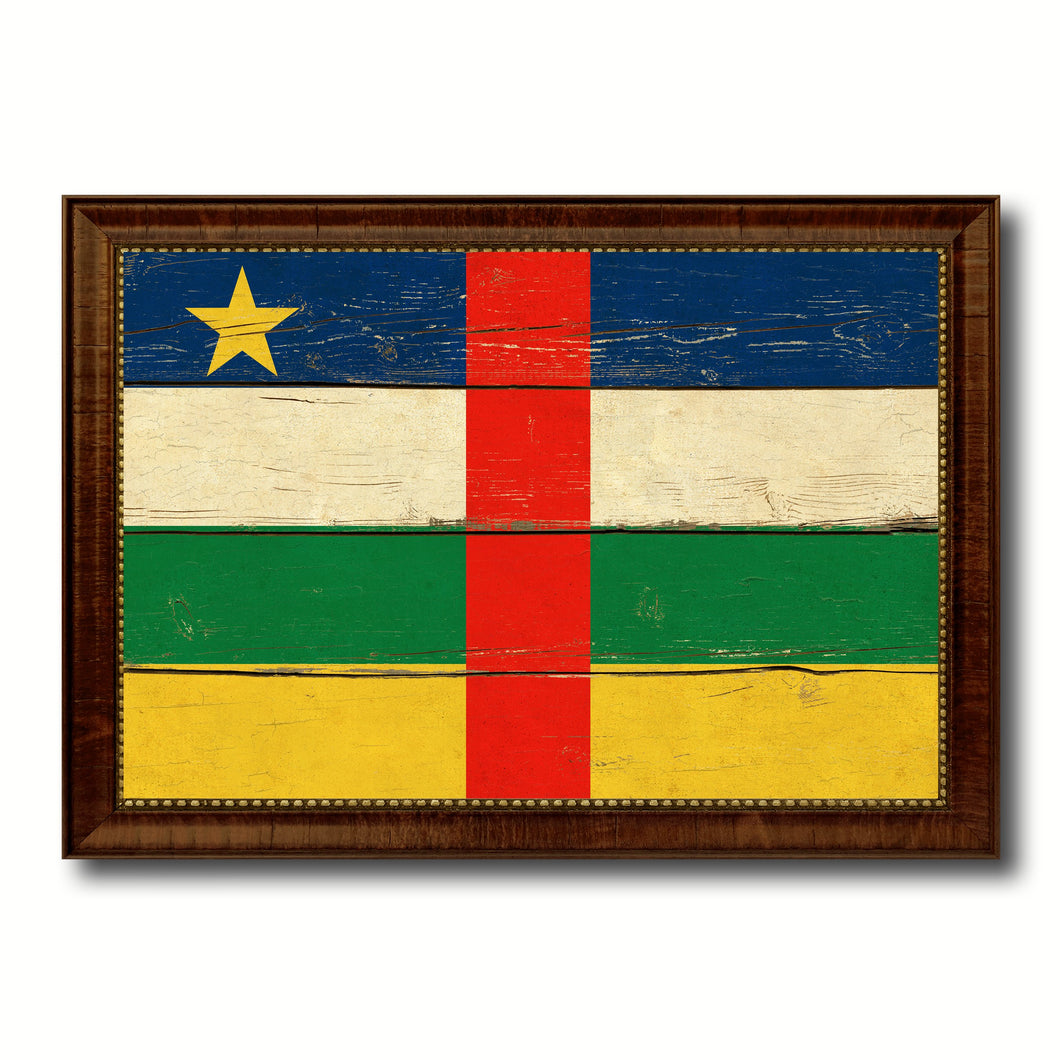 Central African Republic Country Flag Vintage Canvas Print with Brown Picture Frame Home Decor Gifts Wall Art Decoration Artwork