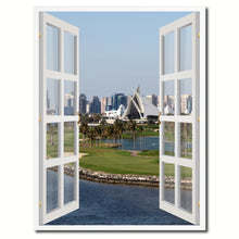 Load image into Gallery viewer, Dubai Creek Golf Course Picture French Window Canvas Print with Frame Gifts Home Decor Wall Art Collection
