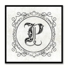Load image into Gallery viewer, Alphabet P White Canvas Print Black Frame Kids Bedroom Wall Décor Home Art
