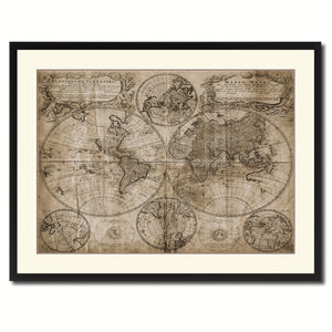 World Vintage Sepia Map Canvas Print, Picture Frame Gifts Home Decor Wall Art Decoration