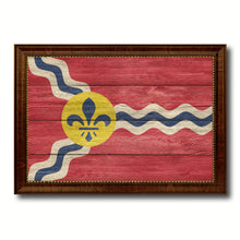 Load image into Gallery viewer, St Louis City Missouri State Texture Flag Canvas Print Brown Picture Frame
