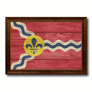 St Louis City Missouri State Texture Flag Canvas Print Brown Picture Frame