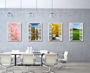 Cherry Blossom Beautiful Flower Picture French Window Canvas Print with Frame Gifts Home Decor Wall Art Collection