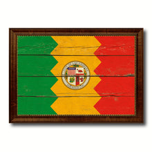Load image into Gallery viewer, Los Angeles City California State Vintage Flag Canvas Print Brown Picture Frame
