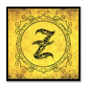 Alphabet Z Yellow Canvas Print Black Frame Kids Bedroom Wall Décor Home Art