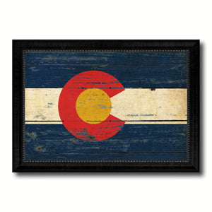 Colorado State Vintage Flag Canvas Print with Black Picture Frame Home Decor Man Cave Wall Art Collectible Decoration Artwork Gifts