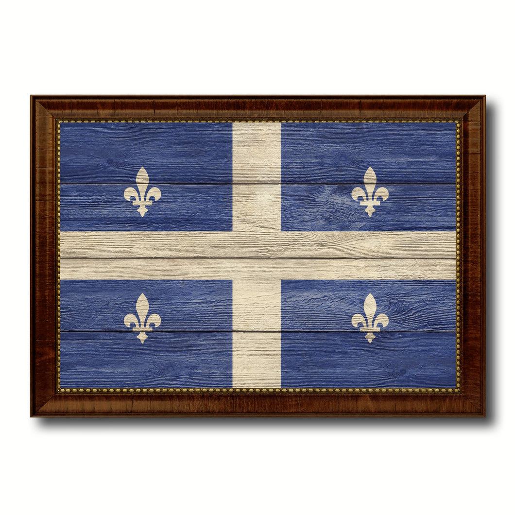 Quebec City Canada Texture Flag Canvas Print Brown Picture Frame