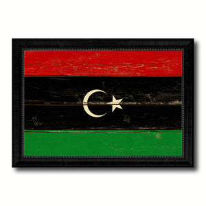 Libya Country Flag Vintage Canvas Print with Black Picture Frame Home Decor Gifts Wall Art Decoration Artwork