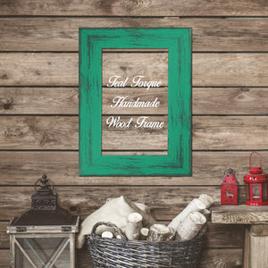 Teal Torque Shabby Chic Home Decor Custom Frame Great for Farmhouse Vintage Rustic Wood Picture Frame