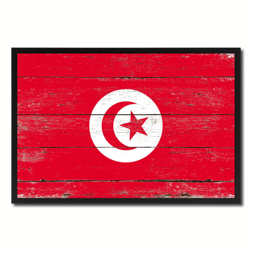 Tunisia Country National Flag Vintage Canvas Print with Picture Frame Home Decor Wall Art Collection Gift Ideas