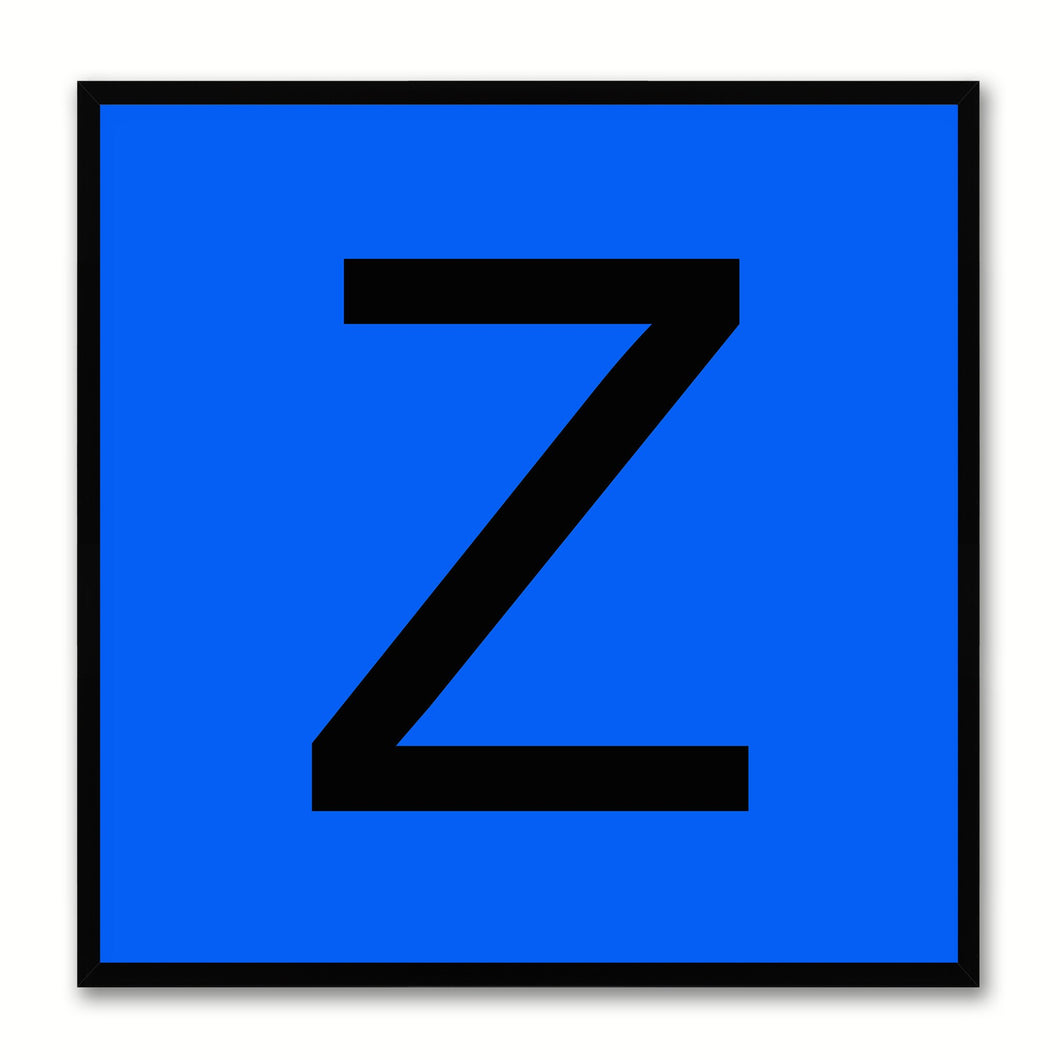 Alphabet Z Blue Canvas Print Black Frame Kids Bedroom Wall Décor Home Art