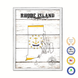 Rhode Island Flag Gifts Home Decor Wall Art Canvas Print with Custom Picture Frame