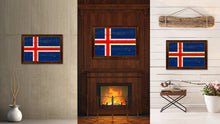 Load image into Gallery viewer, Iceland Country Flag Vintage Canvas Print with Brown Picture Frame Home Decor Gifts Wall Art Decoration Artwork
