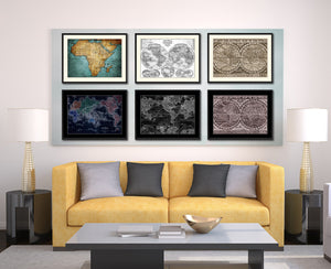 The World Vintage Sepia Map Canvas Print, Picture Frame Gifts Home Decor Wall Art Decoration