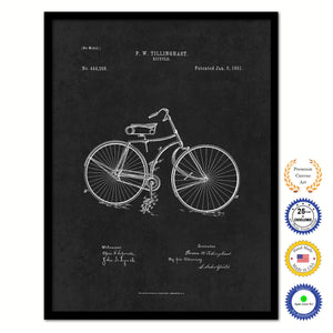 1891 Bicycle Old Patent Art Print on Canvas Custom Framed Vintage Home Decor Wall Decoration Great for Gifts