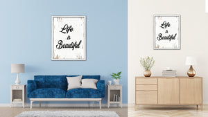 Life Is Beautiful Vintage Saying Gifts Home Decor Wall Art Canvas Print with Custom Picture Frame