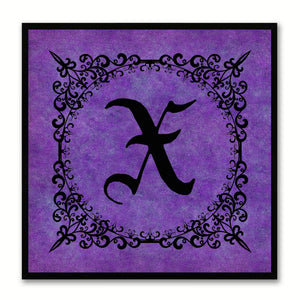 Alphabet X Purple Canvas Print Black Frame Kids Bedroom Wall Décor Home Art