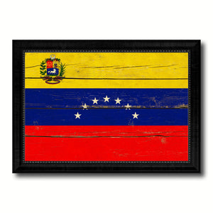Venezuela Country Flag Vintage Canvas Print with Black Picture Frame Home Decor Gifts Wall Art Decoration Artwork