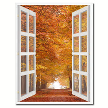 Load image into Gallery viewer, Autumn Trees Red Leaves Picture French Window Canvas Print with Frame Gifts Home Decor Wall Art Collection
