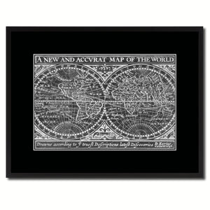 The World Vintage Monochrome Map Canvas Print, Gifts Picture Frames Home Decor Wall Art