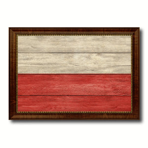 Poland Country Flag Texture Canvas Print with Brown Custom Picture Frame Home Decor Gift Ideas Wall Art Decoration