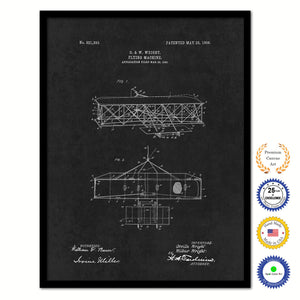 1906 Flying Machine Vintage Patent Artwork Black Framed Canvas Home Office Decor Great for Pilot Gift