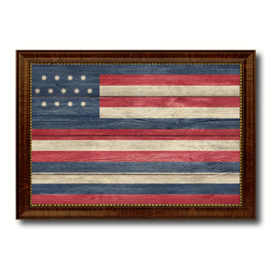 Serapis John Paul Joans Historical Revolutionary flag Texture Canvas Print with Brown Picture Frame Home Decor Wall Art Gifts