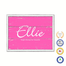Load image into Gallery viewer, Ellie Name Plate White Wash Wood Frame Canvas Print Boutique Cottage Decor Shabby Chic
