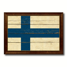 Load image into Gallery viewer, Finland Country Flag Vintage Canvas Print with Brown Picture Frame Home Decor Gifts Wall Art Decoration Artwork
